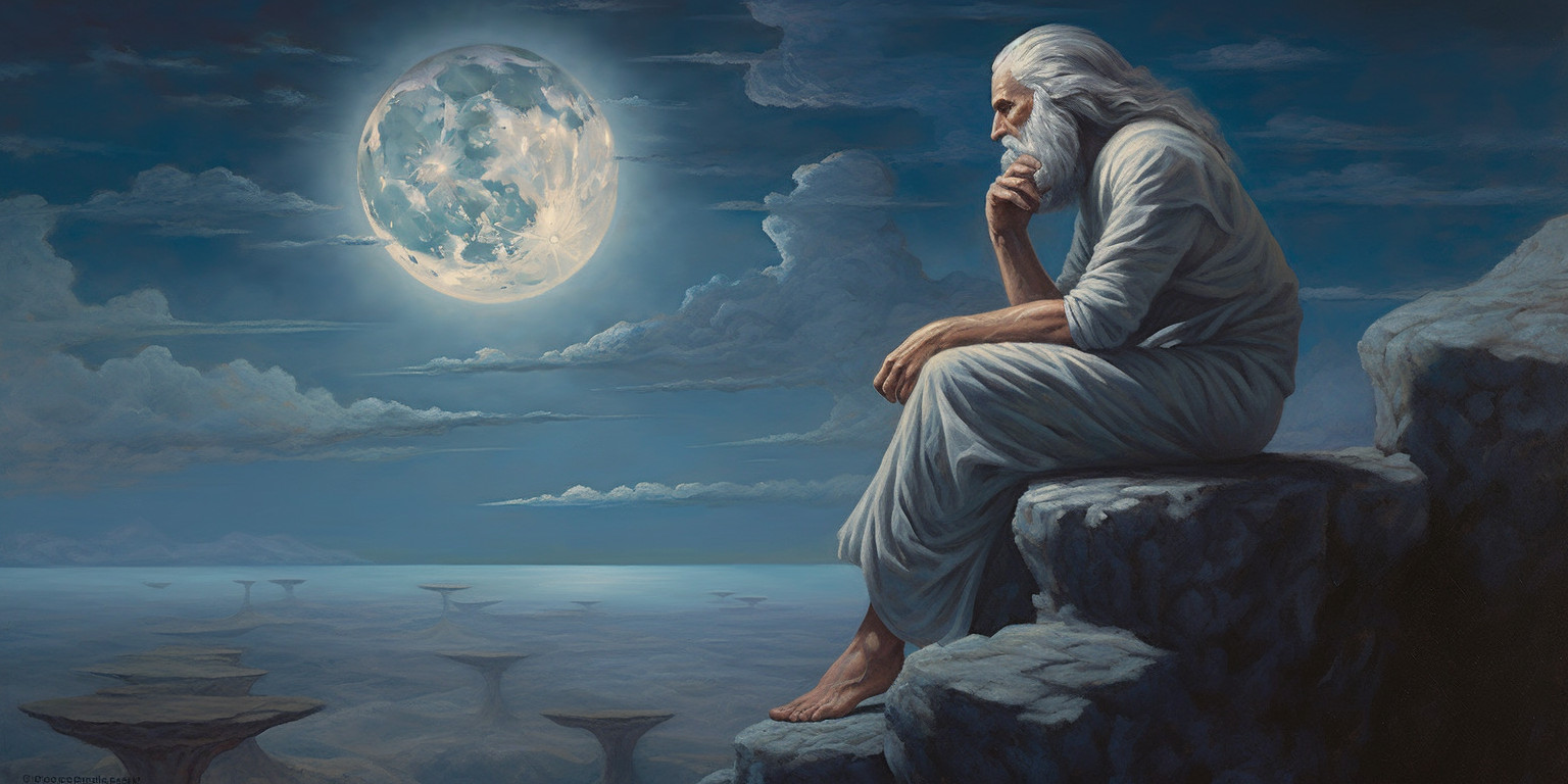 Plato contemplating the Moon Barrier of Life